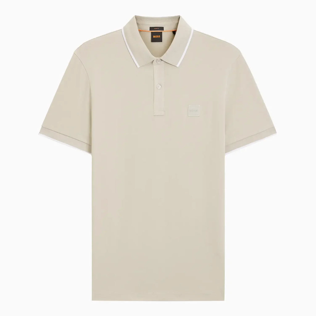 Polo entallado para hombre en piqué de algodón elástico