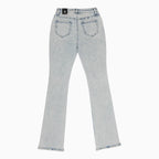 Pantalon en jean enduit empilé orné de strass pour femme