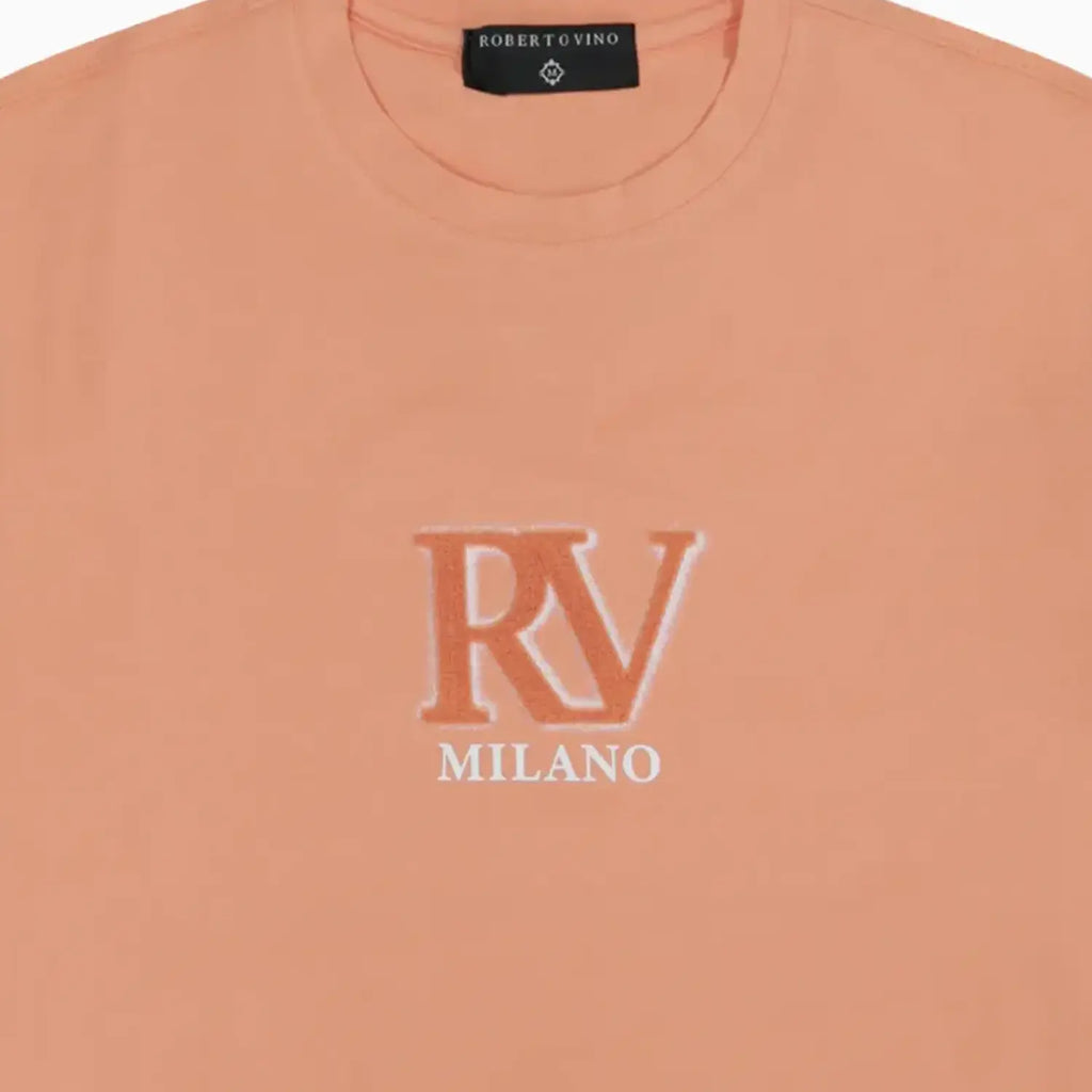 Camiseta de cuello redondo con cepillado frontal RV para hombre