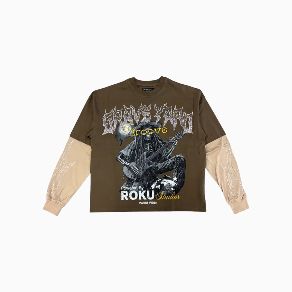 T-shirt à manches longues superposé ample Grave Yark pour homme