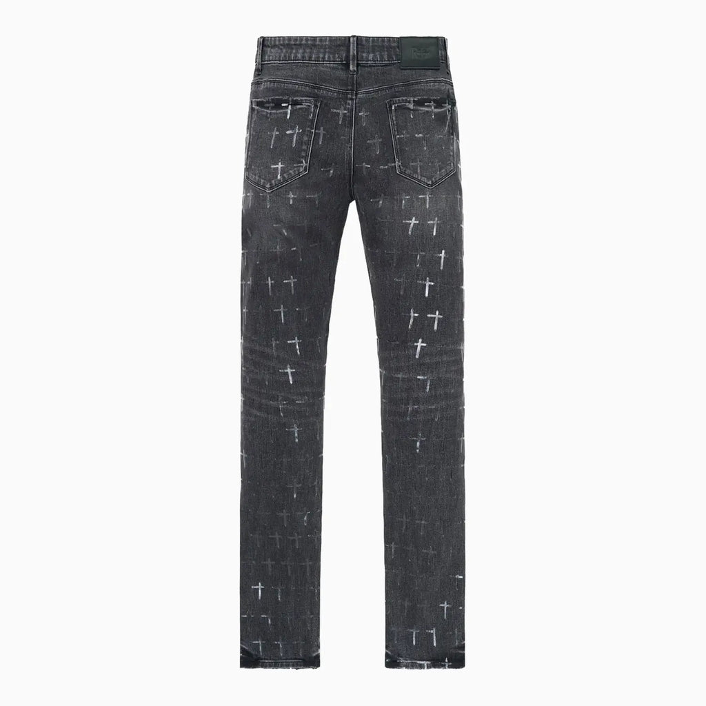 Pantalon Jean Bryant Noir en Denim Gris Enduit pour Homme