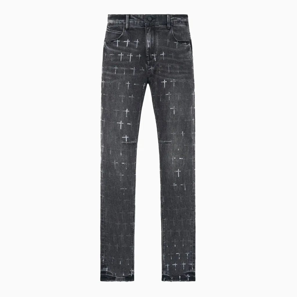 Pantalon Jean Bryant Noir en Denim Gris Enduit pour Homme