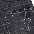 Pantalon Jean Bryant Noir en Denim Gris Enduit pour Homme