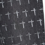 Pantalon Jean Bryant Noir en Denim Gris Enduit pour Homme