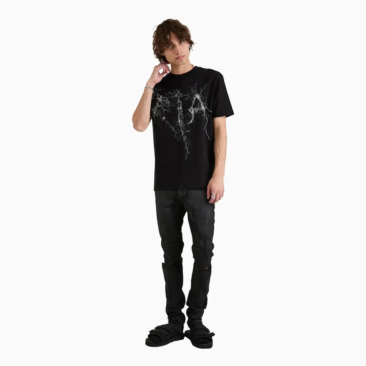 T-shirt homme Liam noir à logo craquelé