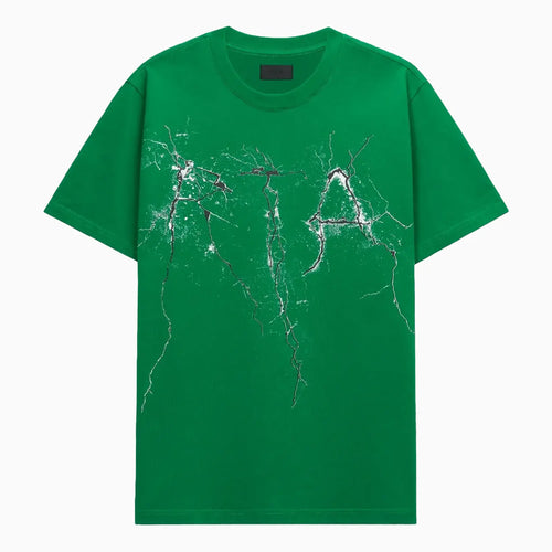 Camiseta Liam Verde con Logo Agrietado para Hombre