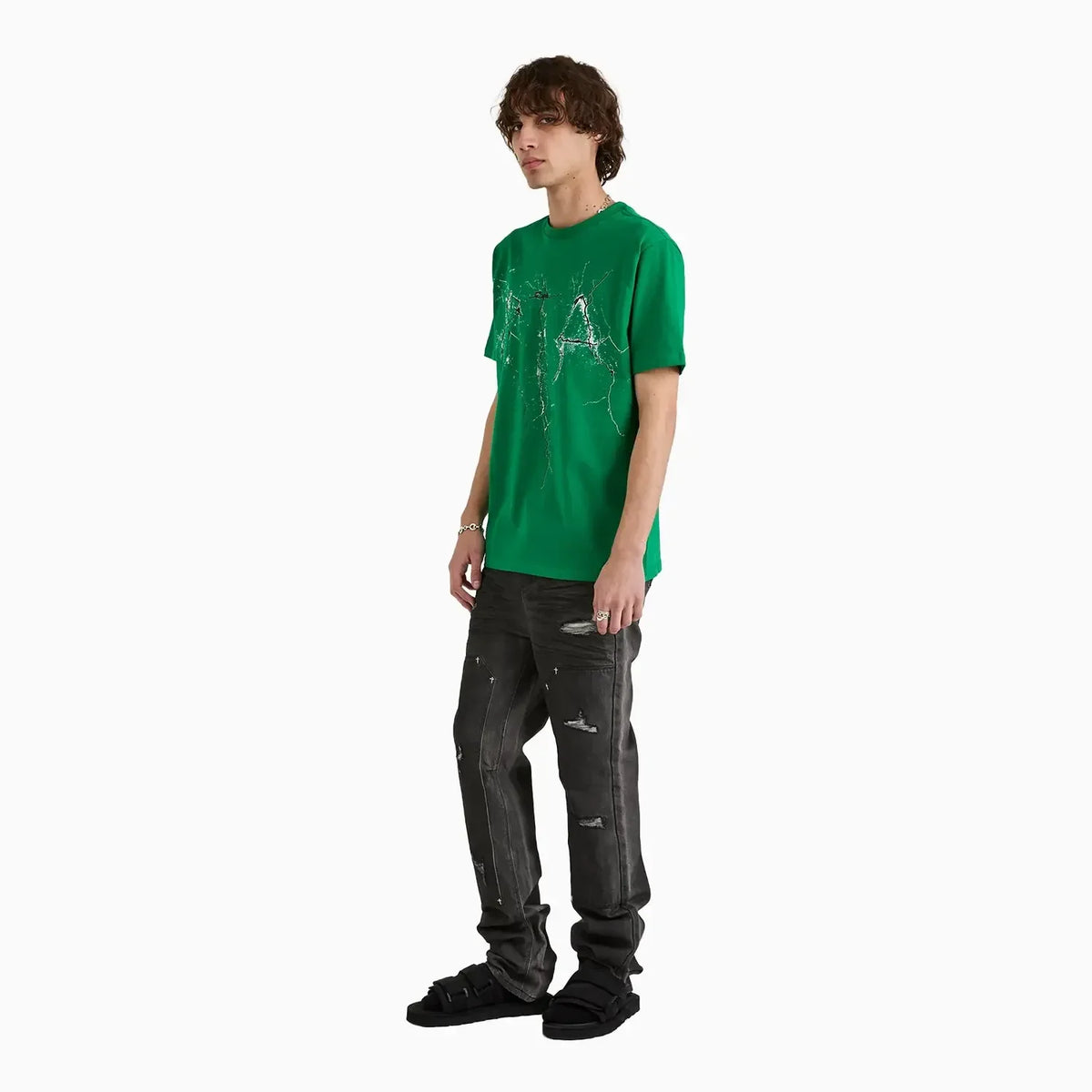 T-shirt homme Liam vert à logo craquelé