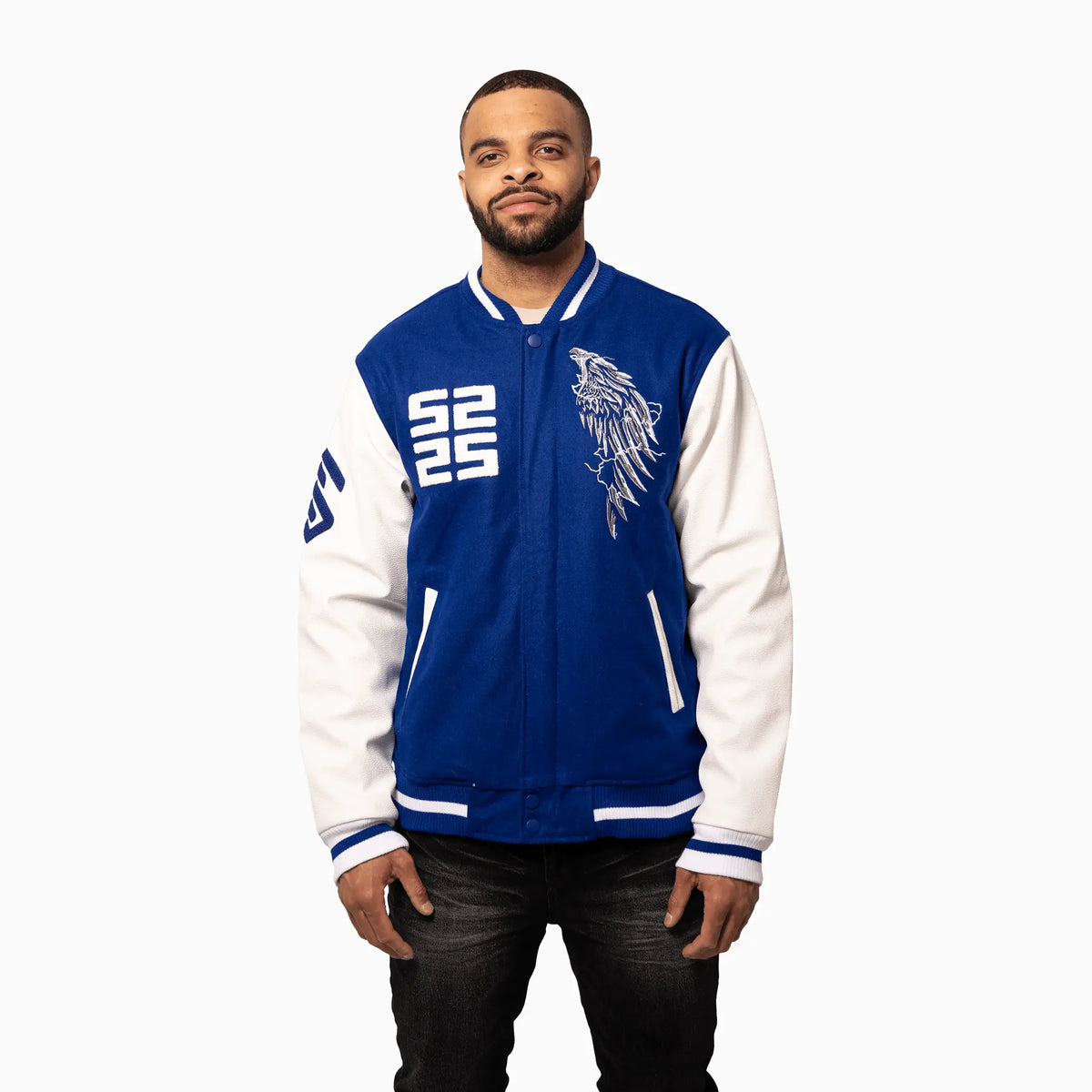 Chaqueta universitaria de lana Wings para hombre