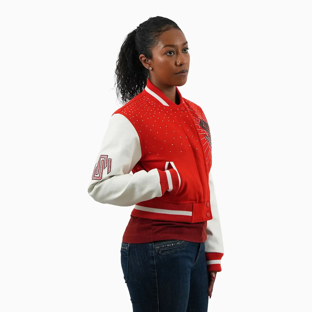 Chaqueta universitaria clásica de lana para mujer
