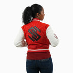 Chaqueta universitaria clásica de lana para mujer