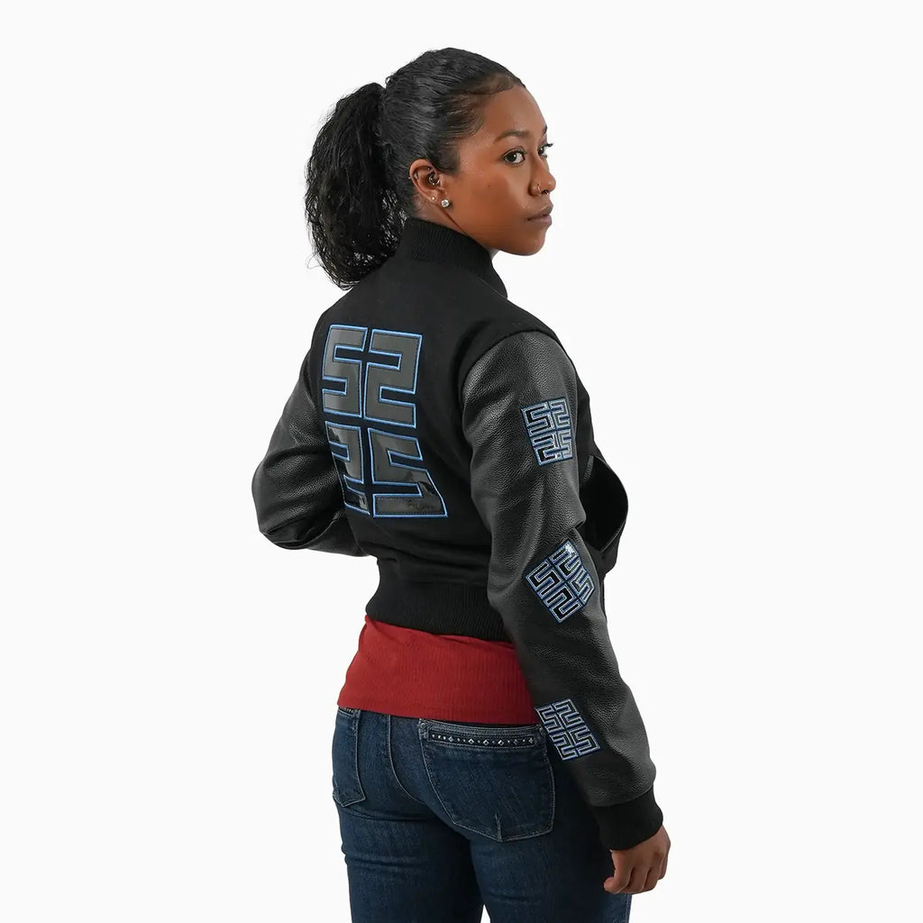 Chaqueta universitaria de lana reflectante para mujer