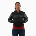 Chaqueta universitaria de lana reflectante para mujer