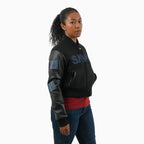 Chaqueta universitaria de lana reflectante para mujer