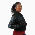 Chaqueta universitaria de lana reflectante para mujer