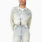 Ensemble jean court orné de strass pour femme