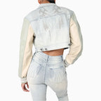 Ensemble jean court orné de strass pour femme