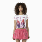 Women's Fitted Rhinestone Cropped T-Shirt and Skirt Outfit