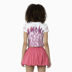 Women's Fitted Rhinestone Cropped T-Shirt and Skirt Outfit