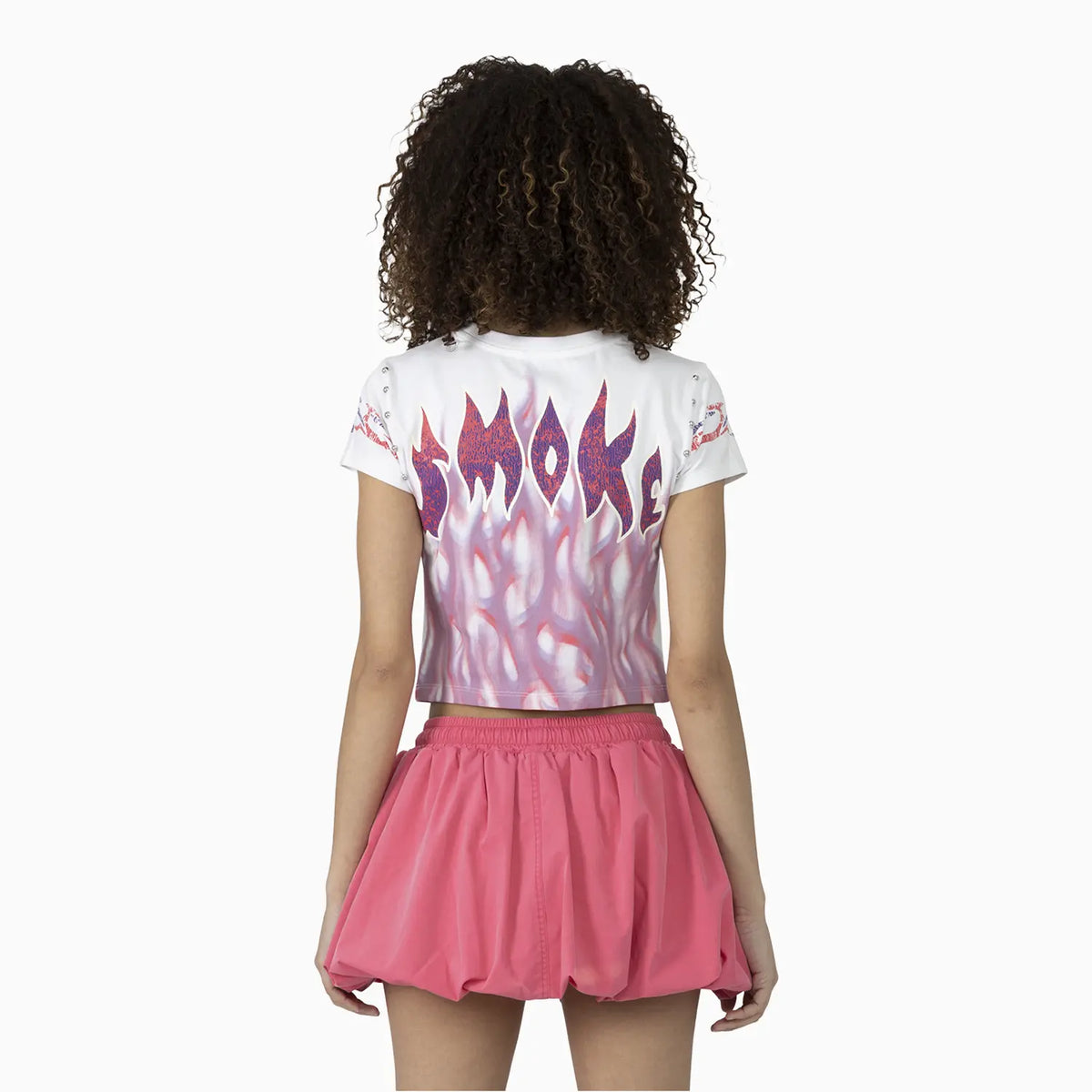 Women's Fitted Rhinestone Cropped T-Shirt and Skirt Outfit