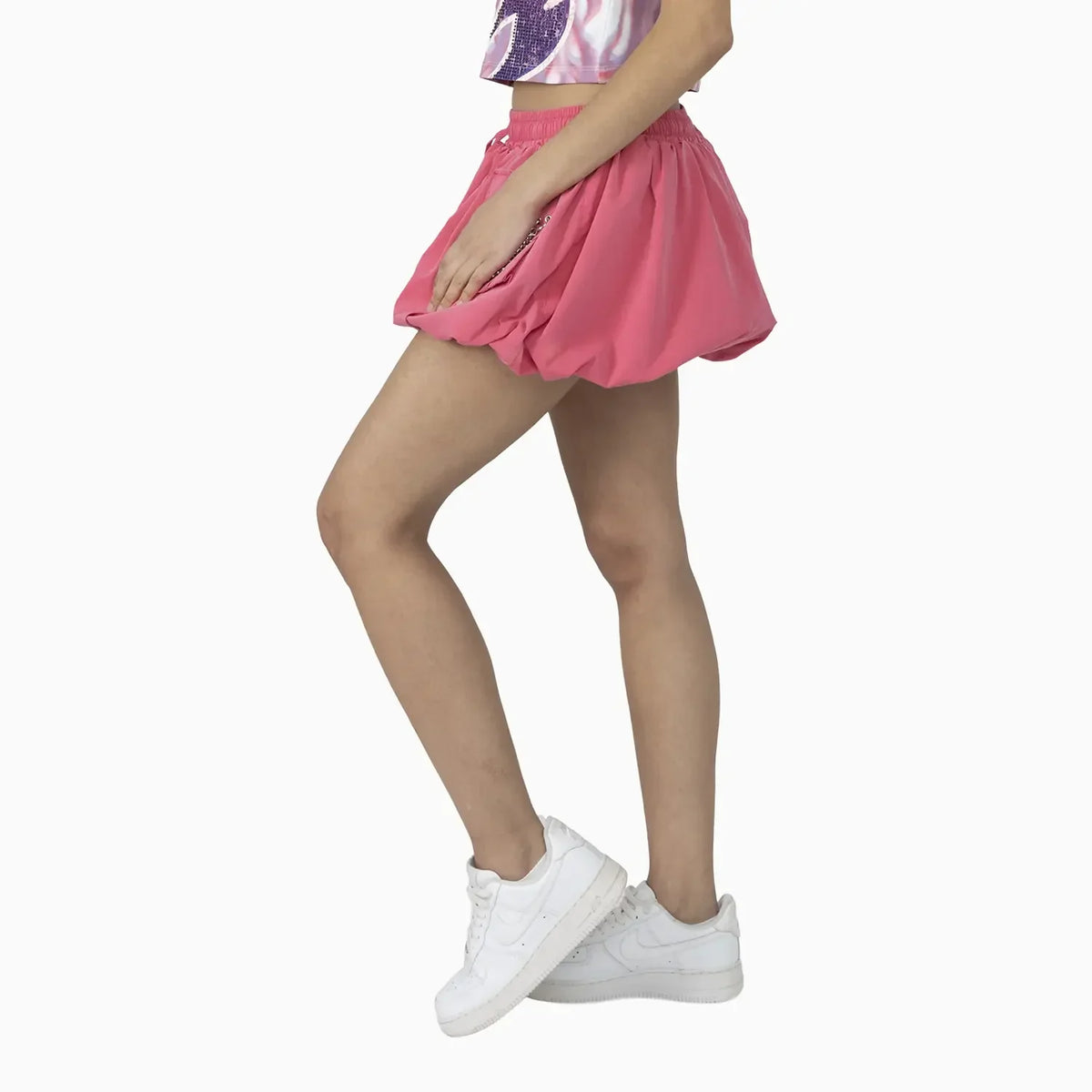 Women's Fitted Rhinestone Cropped T-Shirt and Skirt Outfit