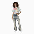 Women's Graphic Print Crop Top and Flared Cargo Pant Outfit