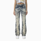 Women's Graphic Print Crop Top and Flared Cargo Pant Outfit