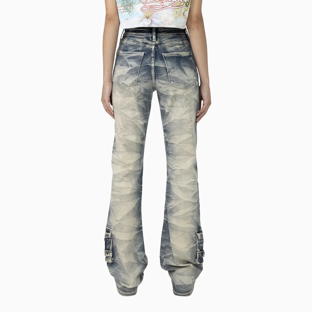 Women's Graphic Print Crop Top and Flared Cargo Pant Outfit