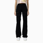 Women's Graphic Print Crop Top and Flared Cargo Pant Outfit