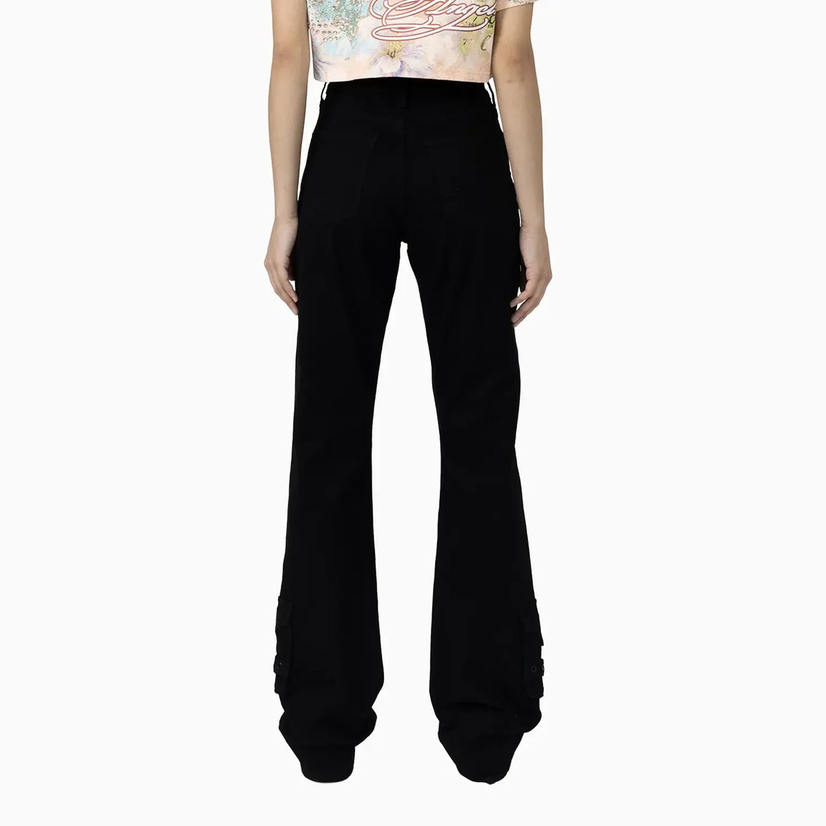 Women's Graphic Print Crop Top and Flared Cargo Pant Outfit