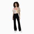Women's Graphic Print Crop Top and Flared Cargo Pant Outfit