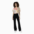 Women's Graphic Print Crop Top and Flared Cargo Pant Outfit
