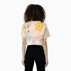 Women's Graphic Print Crop Top and Flared Cargo Pant Outfit