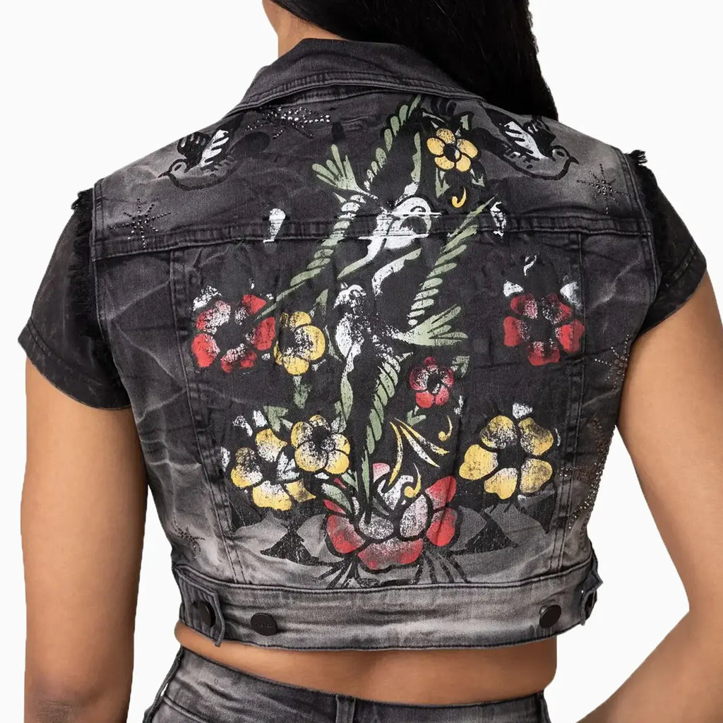 Conjunto de mezclilla Trucker gráfico para mujer