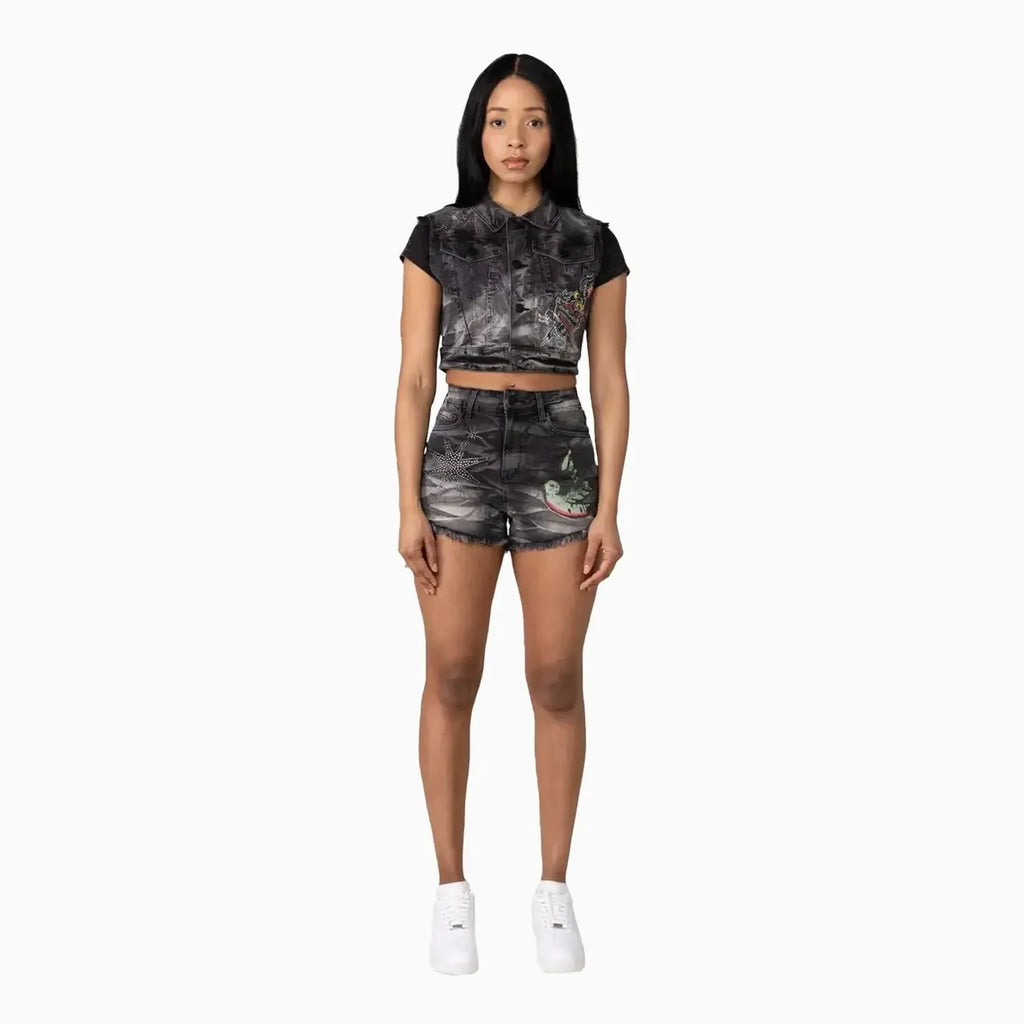 Conjunto de mezclilla Trucker gráfico para mujer