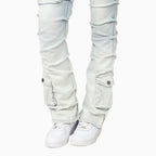 Women's High Rise Lightening Wash Stacked Jeans Pant