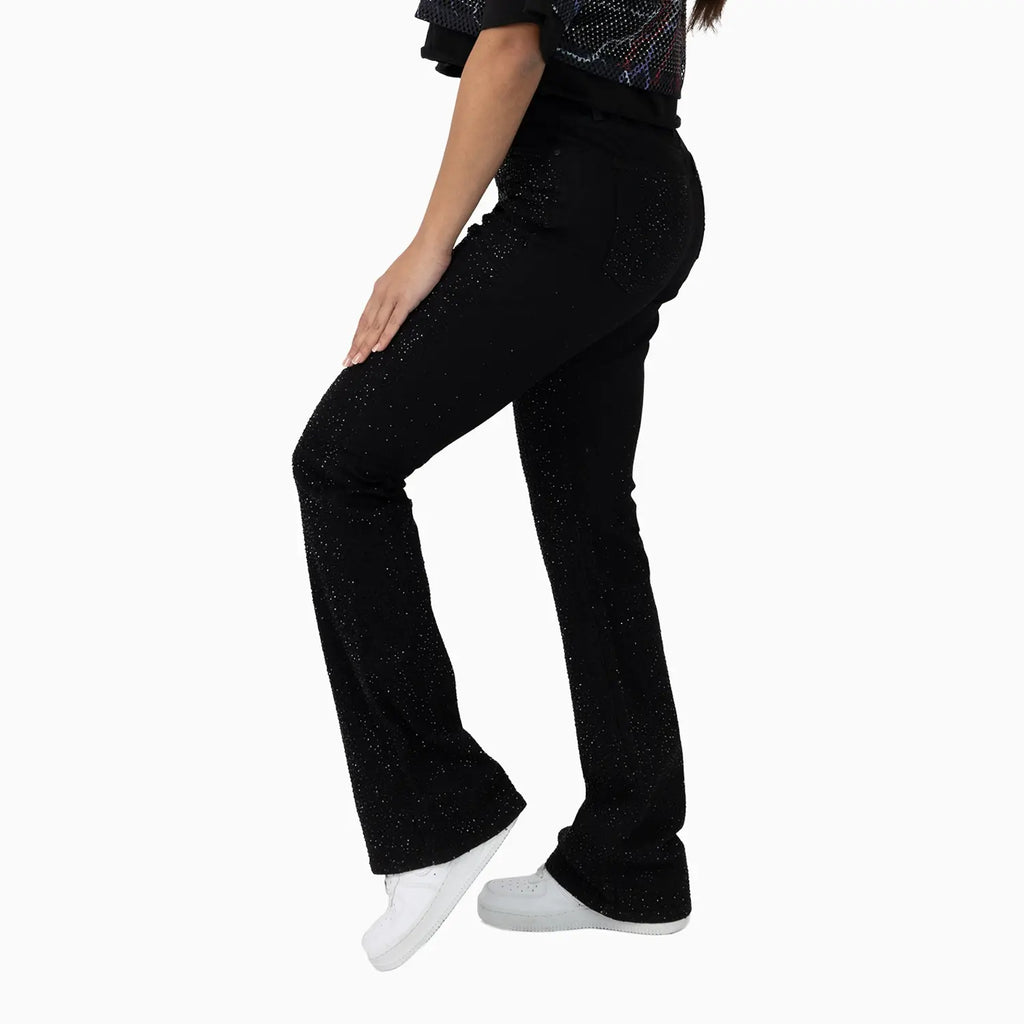 Women's High Rise Printed Wide Leg Jean Pant