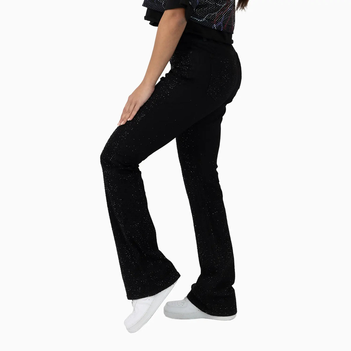 Women's High Rise Printed Wide Leg Jean Pant