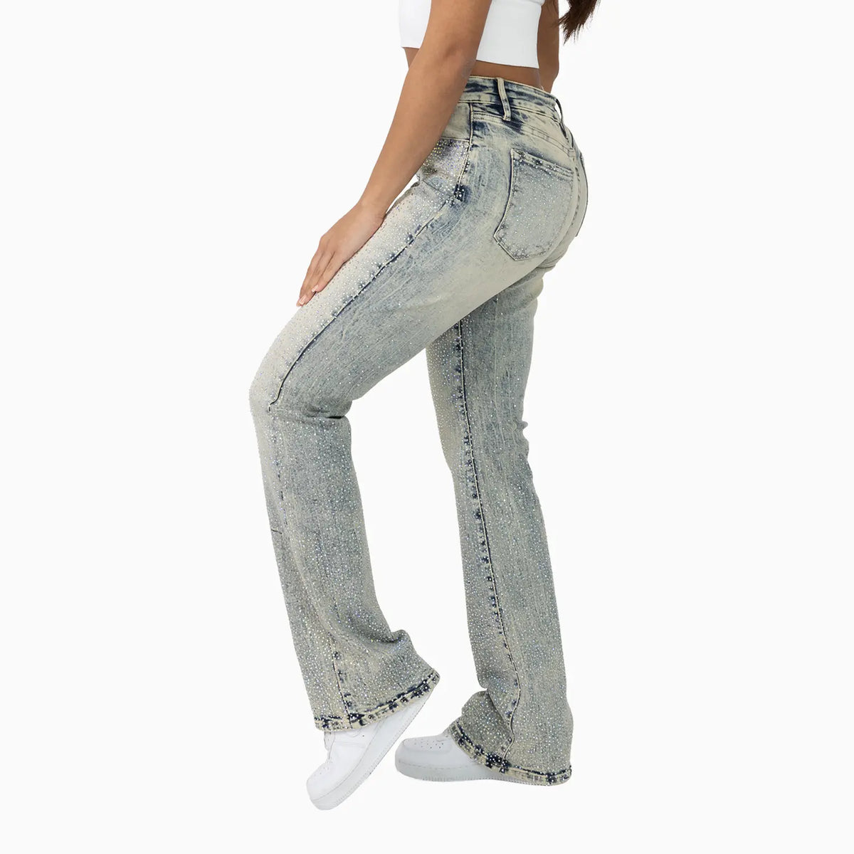 Women's High Rise Rhinestone Jean Pant