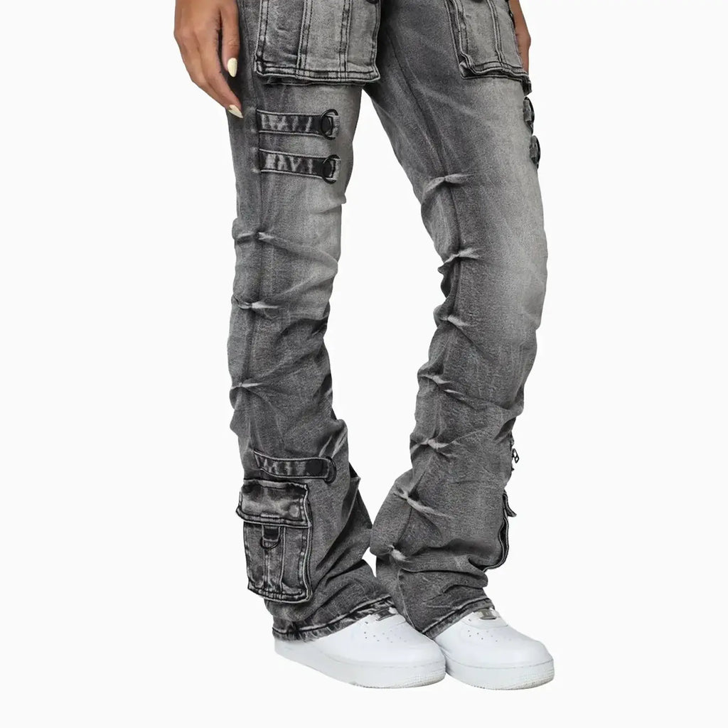 Pantalon taille haute femme, effet pincé sur les côtés