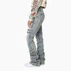 Pantalon taille haute femme, effet pincé sur les côtés
