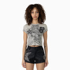 Women's Laser Printed Mid Rise Shorts and T-Shirt Outfit
