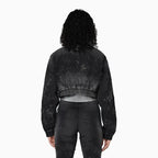 Ensemble Veste en jean ornée de strass et jean Noir pour Femme