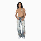 T-shirt femme en coton flammé à manches courtes
