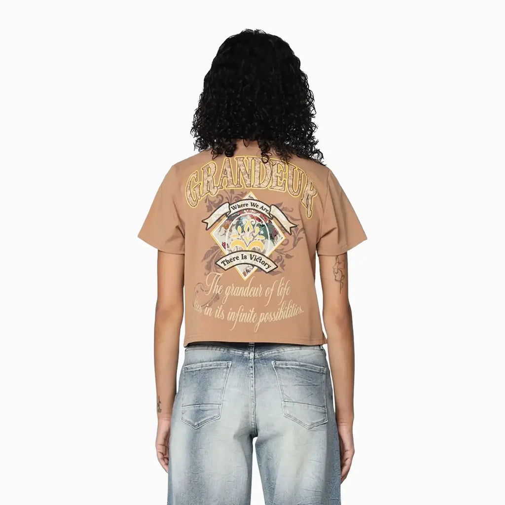 T-shirt femme en coton flammé à manches courtes