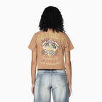 T-shirt femme en coton flammé à manches courtes
