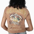 T-shirt femme en coton flammé à manches courtes