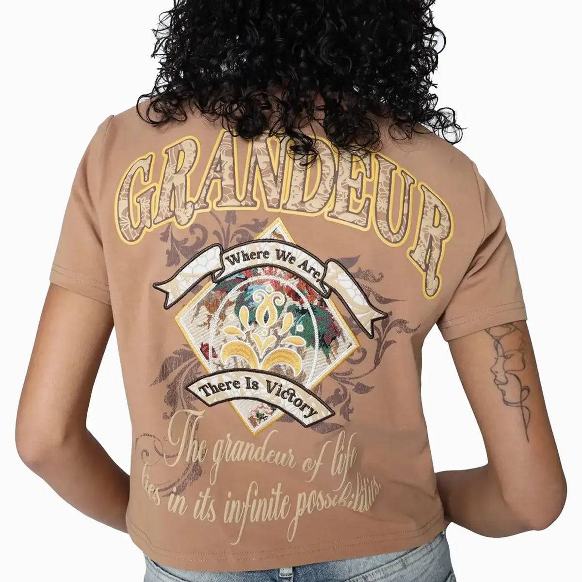 T-shirt femme en coton flammé à manches courtes