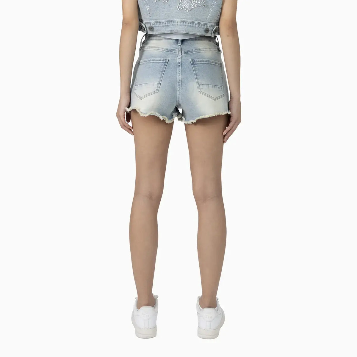 Women's Rhinestone Detail T-Shirt and Shorts Outfit