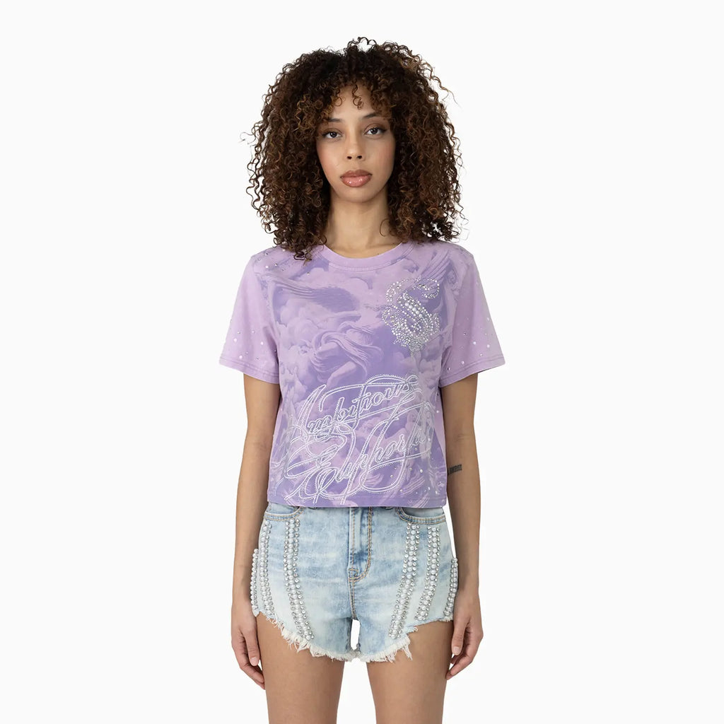 Women's Rhinestone Detail T-Shirt and Shorts Outfit