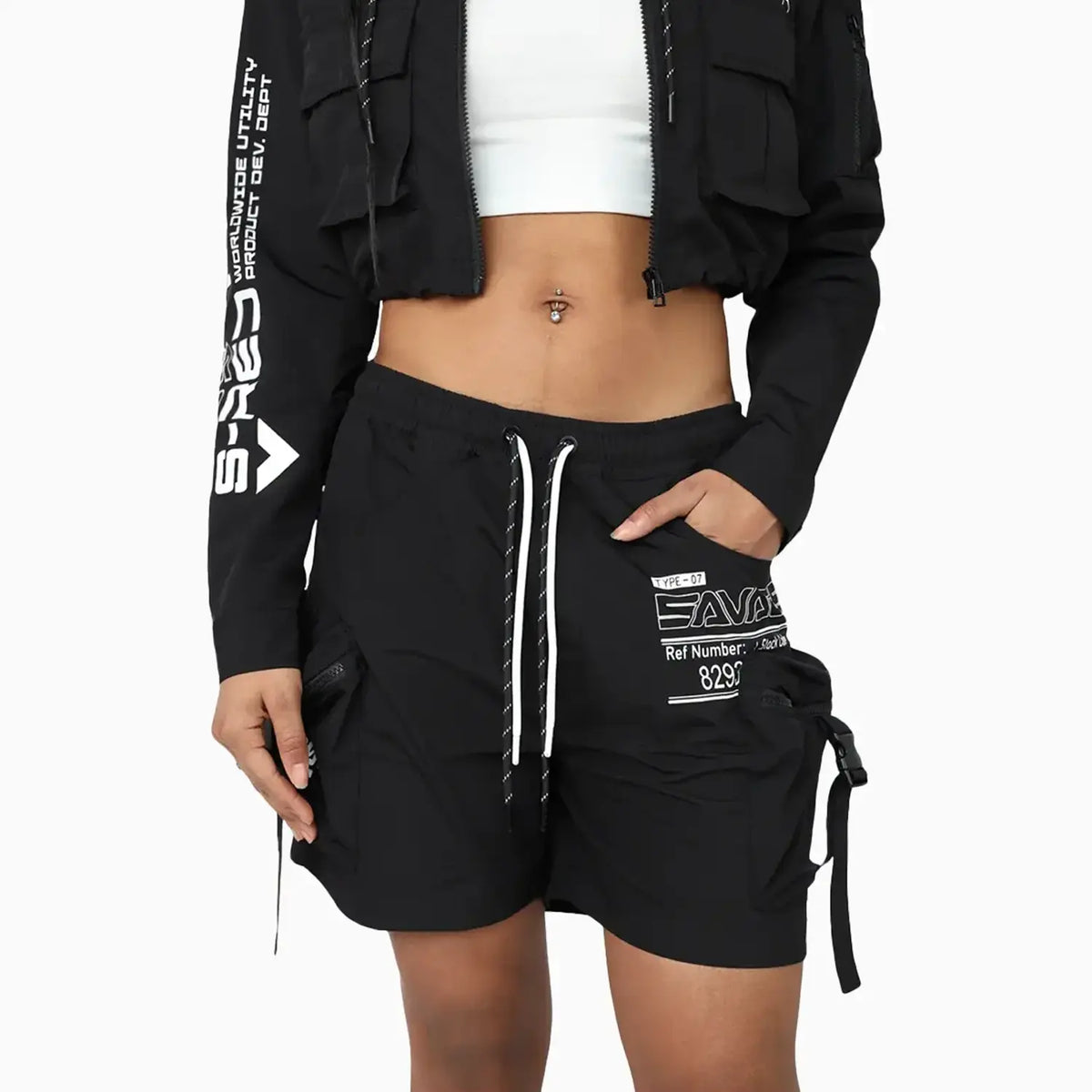 Women's Utility Windbreaker Nylon Printed Outfit